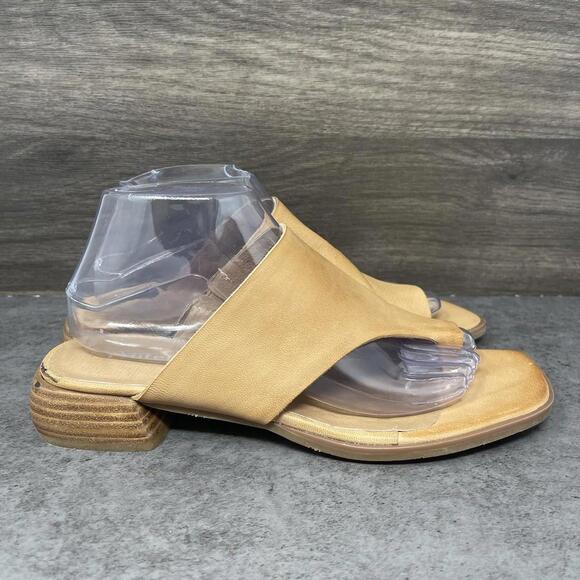 Antelope Sandals Womens Size 9 (40) Brown Tan Leather Toe Ring Wedge Slip On - Picture 5 of 10